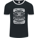 First 50 Years of Childhood Funny 50th Birthday Mens Ringer T-Shirt FotL Black/White