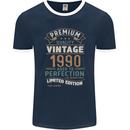 Premium Vintage 33rd Birthday 1990 Mens Ringer T-Shirt FotL Navy Blue/White
