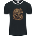 A Gladiator Fighting a Lion Warrior Gym MMA Mens Ringer T-Shirt FotL Black/White
