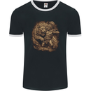 A Gladiator Fighting a Lion Warrior Gym MMA Mens Ringer T-Shirt FotL Black/White