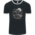 Grim Reaper With a Full Moon and Skulls Mens Ringer T-Shirt FotL Black/White