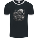 Grim Reaper With a Full Moon and Skulls Mens Ringer T-Shirt FotL Black/White