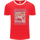 Santa's Favourite HO Funny Hippy Trippy Christmas Mens Ringer T-Shirt FotL Red/White