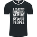 I Like Running Cross Country Marathon Runner Mens Ringer T-Shirt FotL Black/White