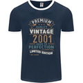 Premium Vintage 22nd Birthday 2001 Mens Ringer T-Shirt FotL Navy Blue/White