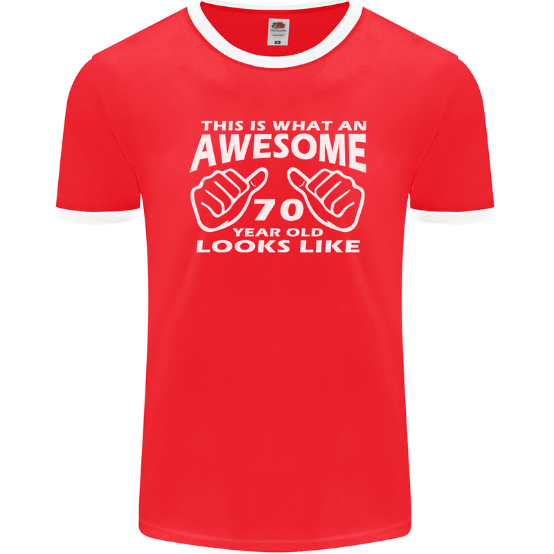 70th Birthday 70 Year Old This Is What Mens Ringer T-Shirt FotL Red/White