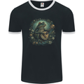 A Chilled Out Frog Playing the Guitar Mens Ringer T-Shirt FotL Black/White