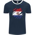 Torn Paraguay Flag Paraguayan Day Football Mens Ringer T-Shirt FotL Navy Blue/White