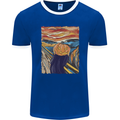 Pumpkin Scream Painting Halloween Mens Ringer T-Shirt FotL Royal Blue/White