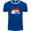Torn Paraguay Flag Paraguayan Day Football Mens Ringer T-Shirt FotL Royal Blue/White