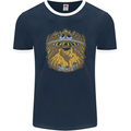 Dinosaur Abduction Aliens UFO T-Rex Mens Ringer T-Shirt FotL Navy Blue/White