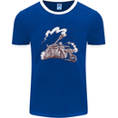 An Army Biker With Tank Skull Motorcycle Mens Ringer T-Shirt FotL Royal Blue/White
