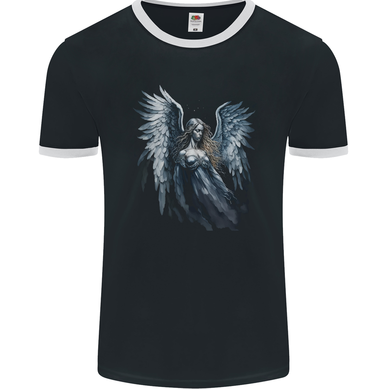 A Gothic Guardian Angel Fantasy Goth Mens Ringer T-Shirt FotL Black/White