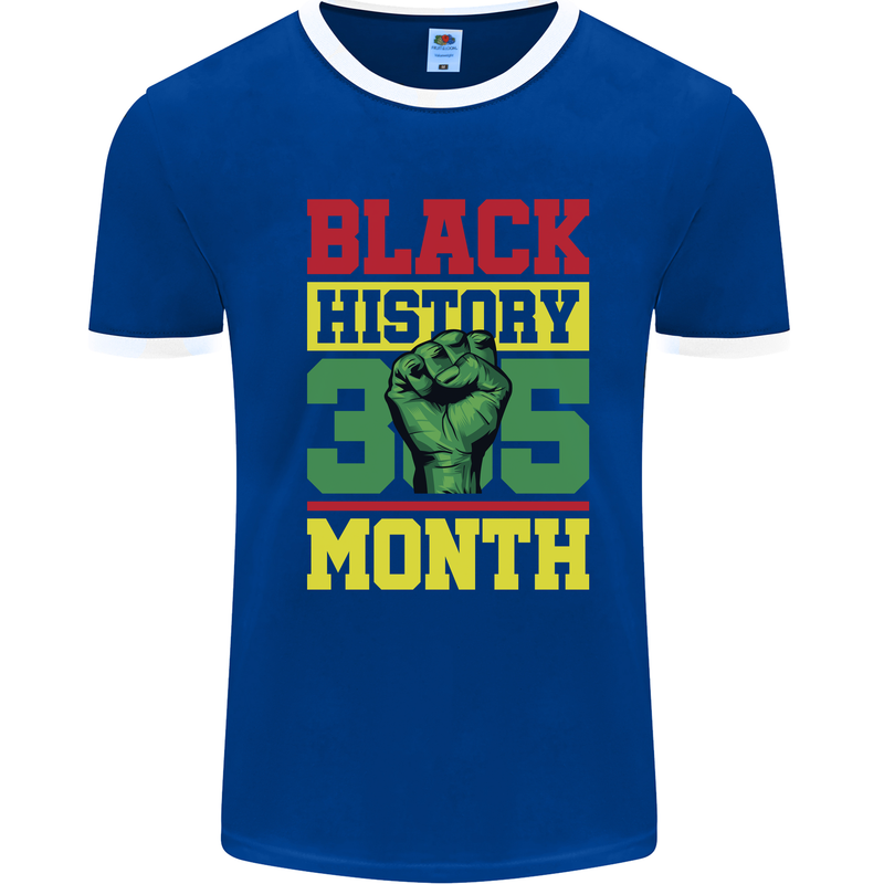 Black History Month Lives Matter African Mens Ringer T-Shirt Royal Blue/White