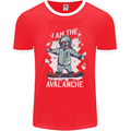 Snowboarding I Am the Avalanche Funny Mens Ringer T-Shirt FotL Red/White