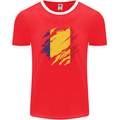 Torn Romania Flag Romanian Day Football Mens Ringer T-Shirt FotL Red/White