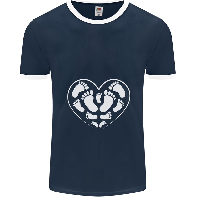 Baby Heart New Baby Pregnancy Pregnant Mens Ringer T-Shirt FotL Navy Blue/White