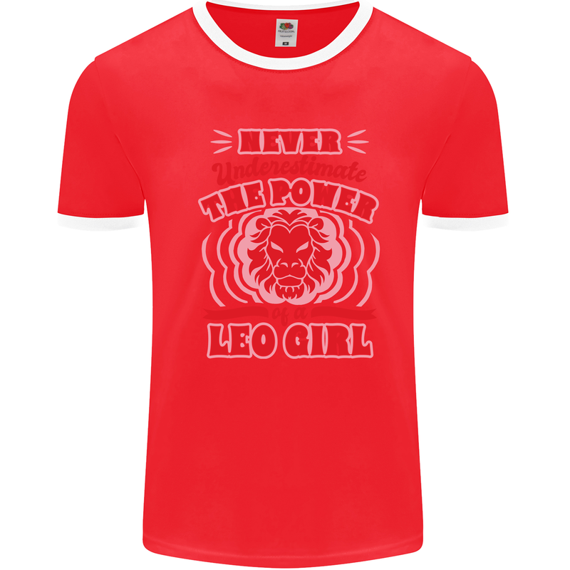 Power of Leo Girl Star Sign Zodiac Horoscope Mens Ringer T-Shirt Red/White