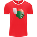 Curled Madagascar Flag Madagascan Day Football Mens Ringer T-Shirt FotL Red/White
