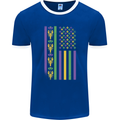 USA Mardi Gras American Flag America Mens Ringer T-Shirt FotL Royal Blue/White