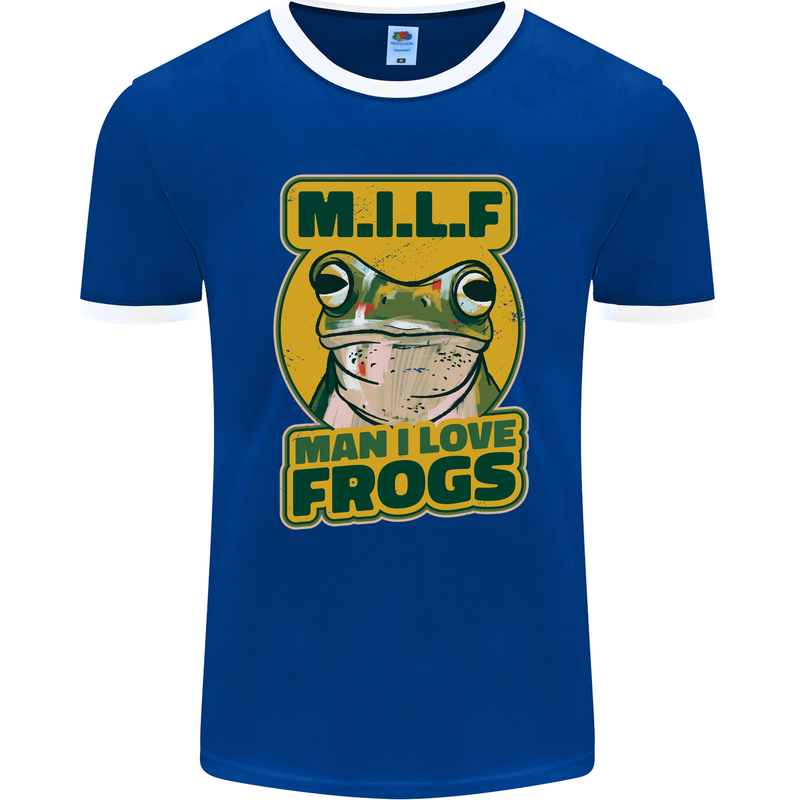 MILF Man I Love Frogs Mens Ringer T-Shirt FotL Royal Blue/White