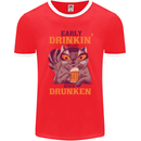 Early Drinkin' Quick Drunken Funny Beer Alcohol Mens Ringer T-Shirt FotL Red/White