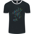 A Winged Skull With Flowers Mens Ringer T-Shirt FotL Black/White