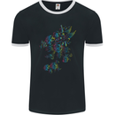 A Winged Skull With Flowers Mens Ringer T-Shirt FotL Black/White