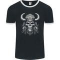 Viking Warrior Skull Helmet With Horns Mens Ringer T-Shirt FotL Black/White