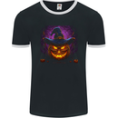 Evil Halloween Pumpkin Face 1 Mens Ringer T-Shirt FotL Black/White
