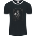 Gothic Grim Reaper Goth Heavy Metal Skull 12 Mens Ringer T-Shirt FotL Black/White