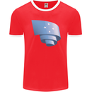 Curled Micronesia Flag Micronesian Day Football Mens Ringer T-Shirt FotL Red/White