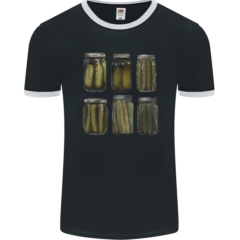 Pickle Jars Gurkins Cucumber Mens Ringer T-Shirt FotL Black/White