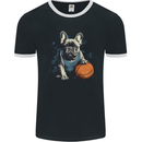 A French Bulldog With a Basketball Dog Mens Ringer T-Shirt FotL Black/White
