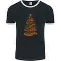 Funny Christmas Pizza Tree Xmas Food Mens Ringer T-Shirt FotL Black/White