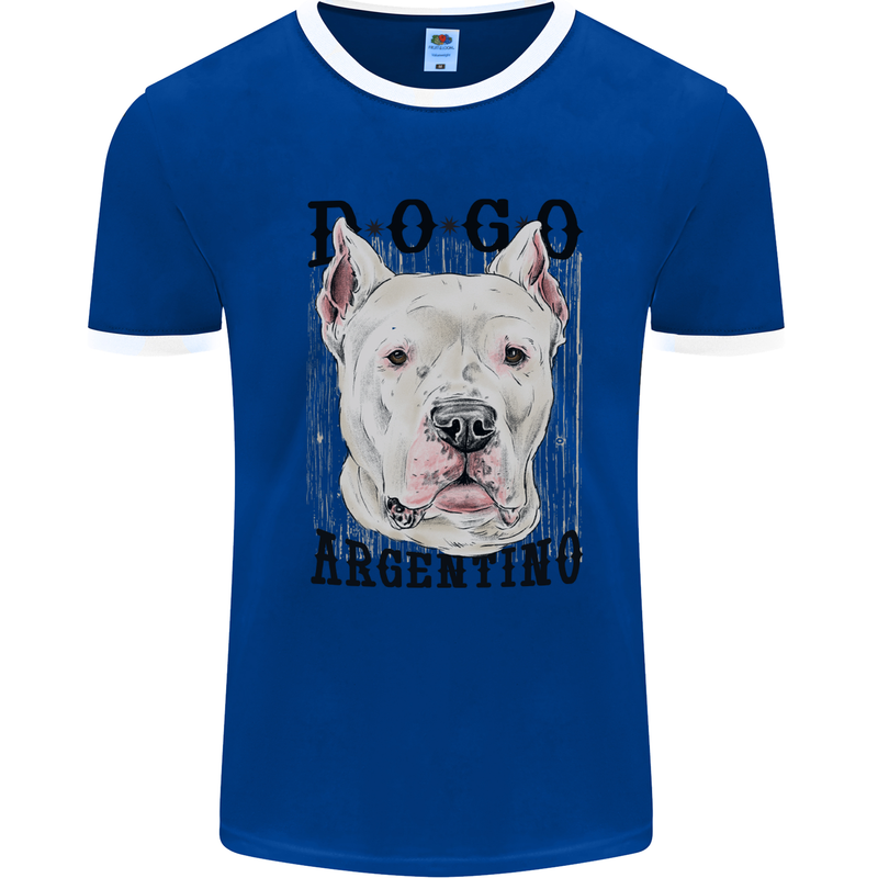 A Dogo Argentino Dog Mens Ringer T-Shirt Royal Blue/White