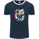 Torn Bosnia and Herzegovina Flag Day Football Mens Ringer T-Shirt FotL Navy Blue/White