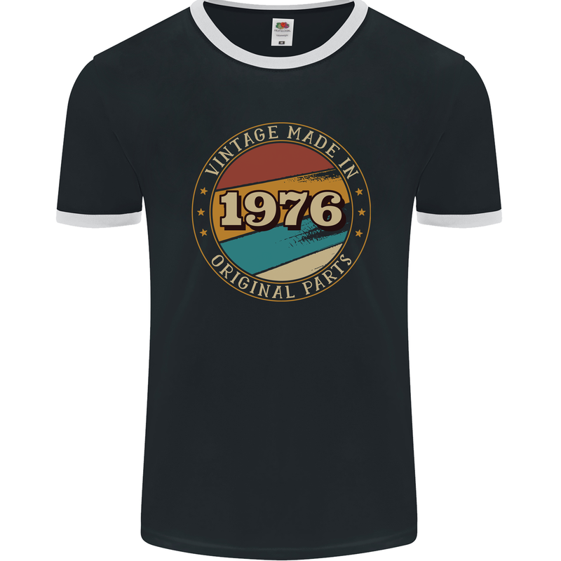 47th Birthday  Vintage Made In 1976 Mens Ringer T-Shirt FotL Black/White