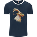 A Watercolour Goat Farming Mens Ringer T-Shirt FotL Navy Blue/White