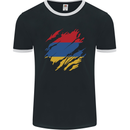 Torn Armenia Flag Armenian Day Football Mens Ringer T-Shirt FotL Black/White
