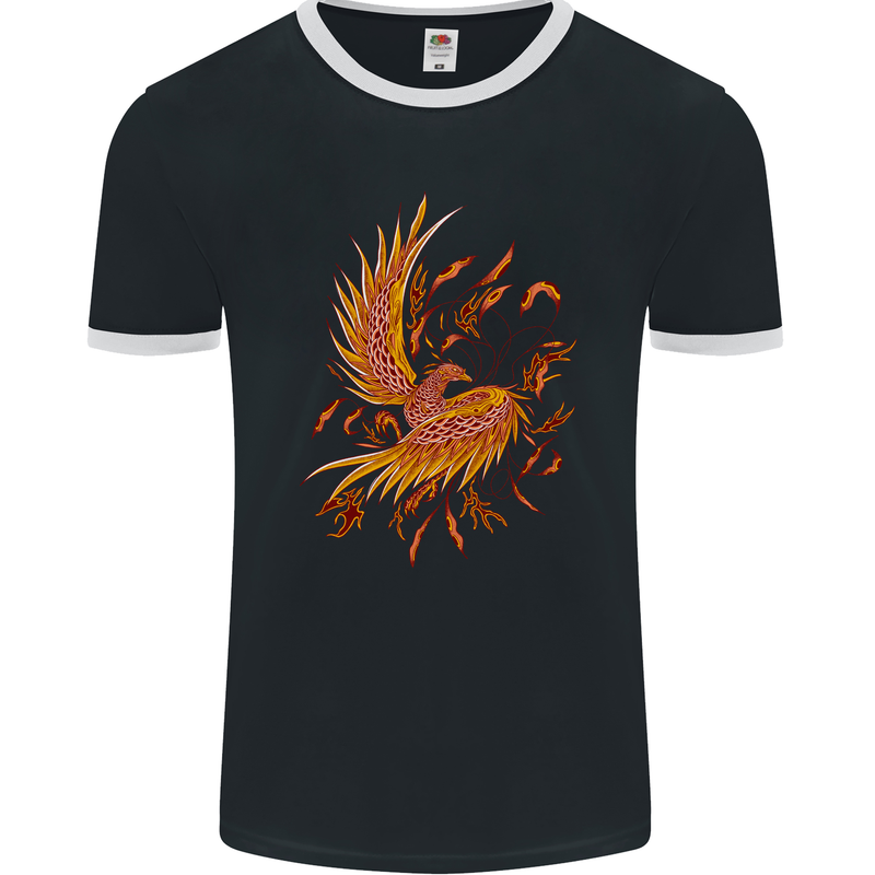 A Pheonix Rising From the Ashes Mens Ringer T-Shirt FotL Black/White