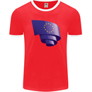 Curled EU Flag European Union Flag Football Mens Ringer T-Shirt FotL Red/White