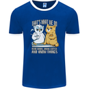 An Owl & Cat Book Reading Bookworm Mens Ringer T-Shirt FotL Royal Blue/White