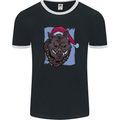 A Christmas Boar Wearing an Xmas Hat Pig Mens Ringer T-Shirt FotL Black/White