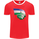 Curled Lesotho Flag Basotho Day Football Mens Ringer T-Shirt FotL Red/White