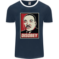 Disobey Martin Luther King Black Lives Matter Mens Ringer T-Shirt FotL Navy Blue/White