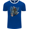 Scooter Skull Motorcycle MOD Biker Mens Ringer T-Shirt FotL Royal Blue/White