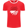 Torn Indonesia Flag Indonesian Day Football Mens Ringer T-Shirt FotL Red/White