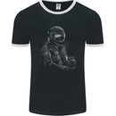 A Monochrome Biker Motorcycle Motorbike Mens Ringer T-Shirt FotL Black/White