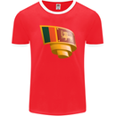 Curled Sri Lankan Flag Sri Lanka Day Football Mens Ringer T-Shirt FotL Red/White